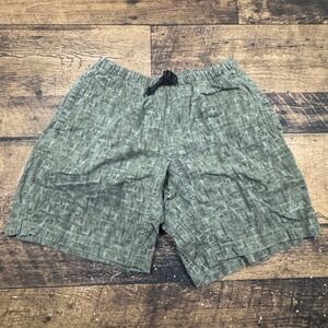 Vintage Nike ACG Cargo Shorts Mens Medium Green Abstract Print Elastic Waist